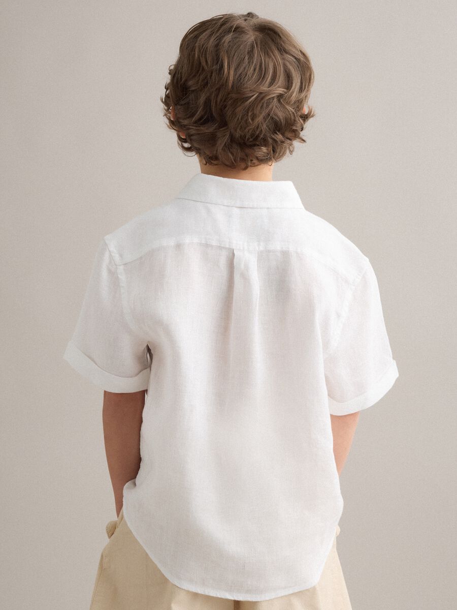 White pure linen oversized shirt for boys_1
