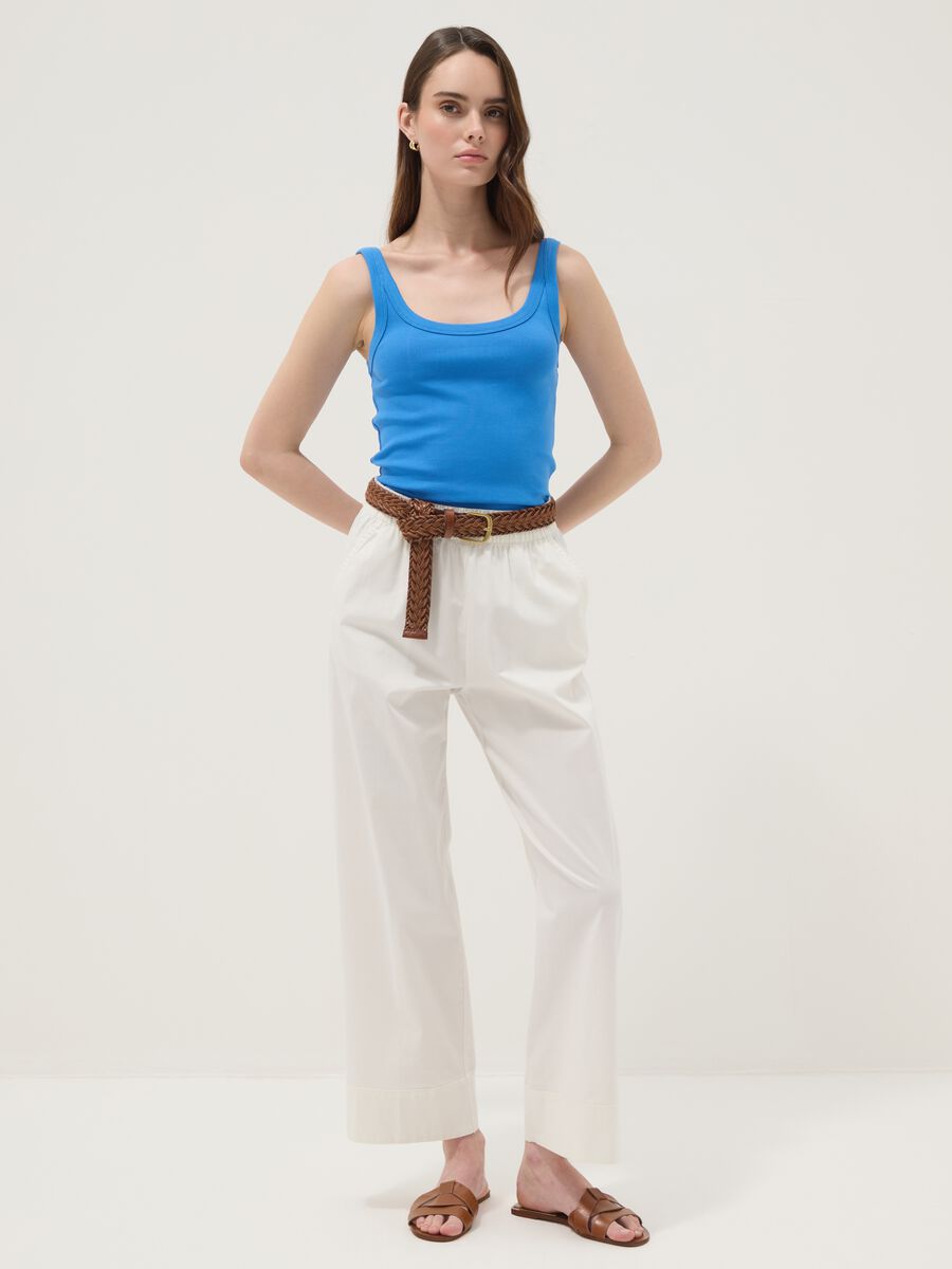 Blue fitted stretch cotton vest top_2