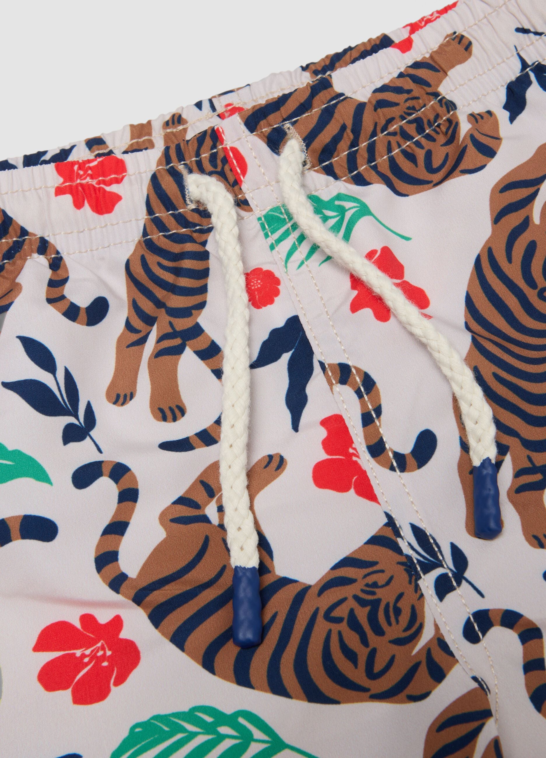 Multicolour boys&rsquo; swim shorts with tiger print