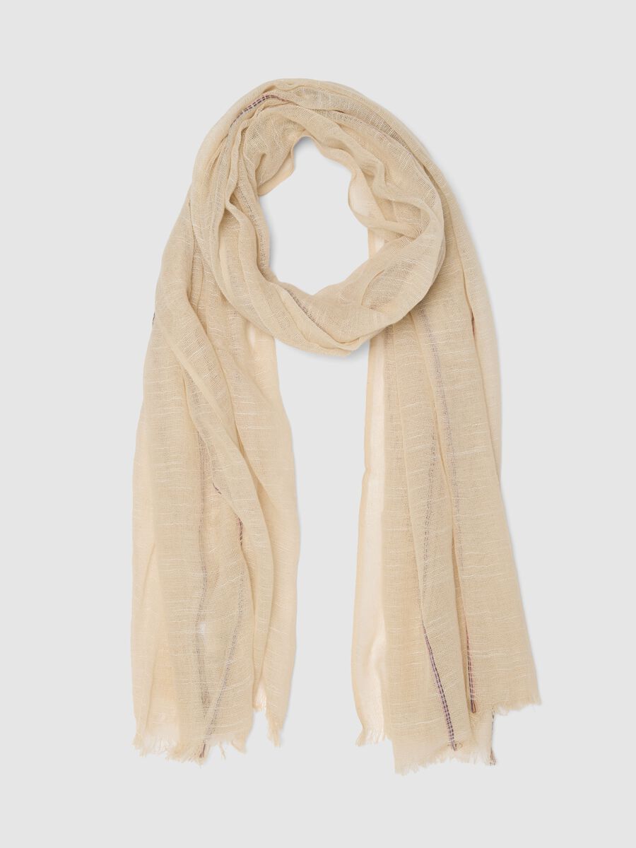 Sciarpa mesh beige in puro cotone_0