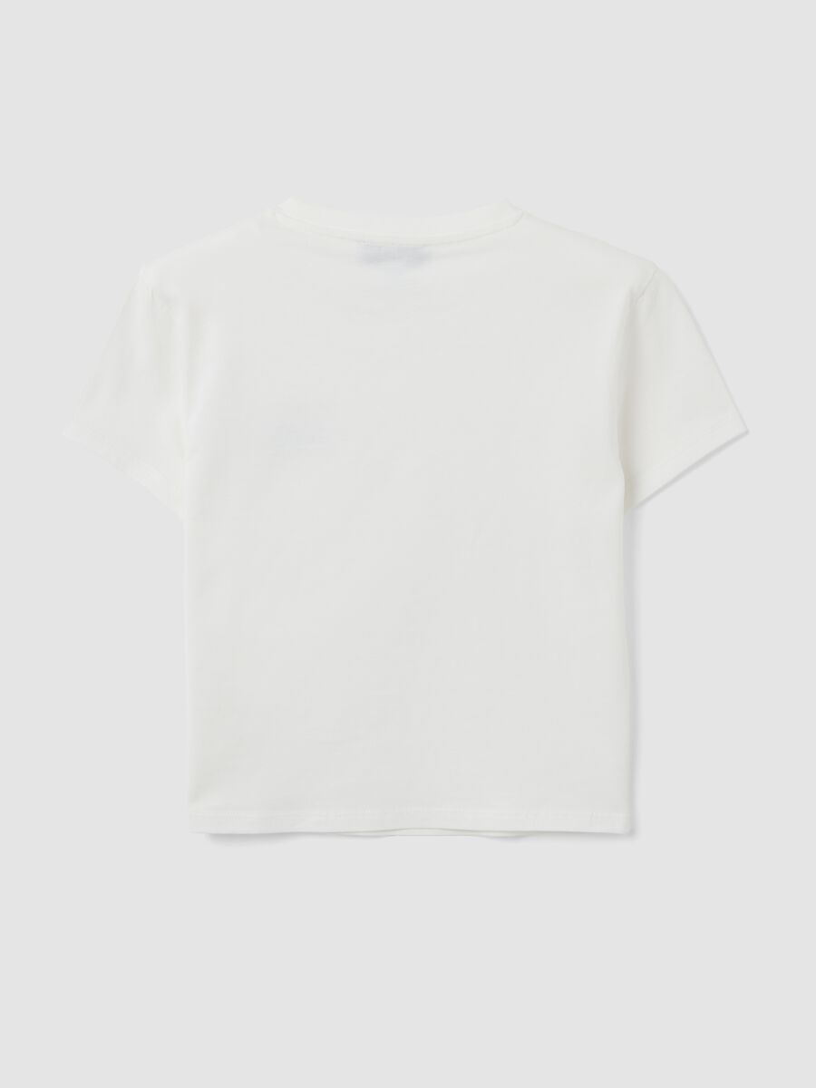 T-shirt crop bianca in puro cotone con stampa grafica regular fit_1
