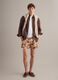 Brown tropical-print swim shorts_0
