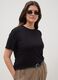 Black stretch viscose regular fit t-shirt with drawstring closure_0