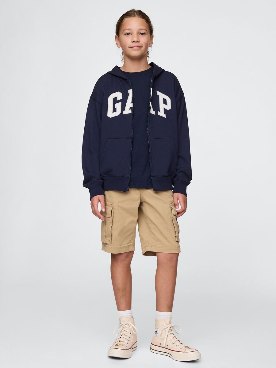Felpa con logo GAP, cappuccio e zip in misto cotone_1