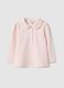 Pink stretch cotton girl&rsquo;s polo shirt regular fit with gathered collar_0