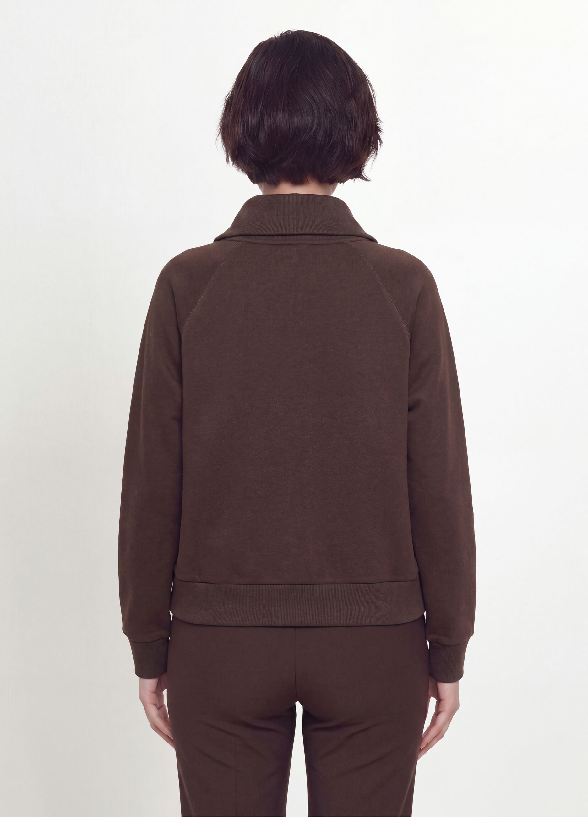 Brown stretch-viscose sweatshirt with regular-fit turtleneck