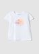 White pure cotton girl's T-shirt regular fit with print_0