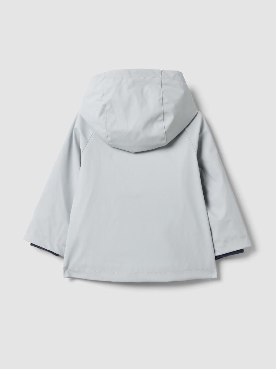 Giacca idrorepellente grigia con cappuccio e zip per bimbo_1