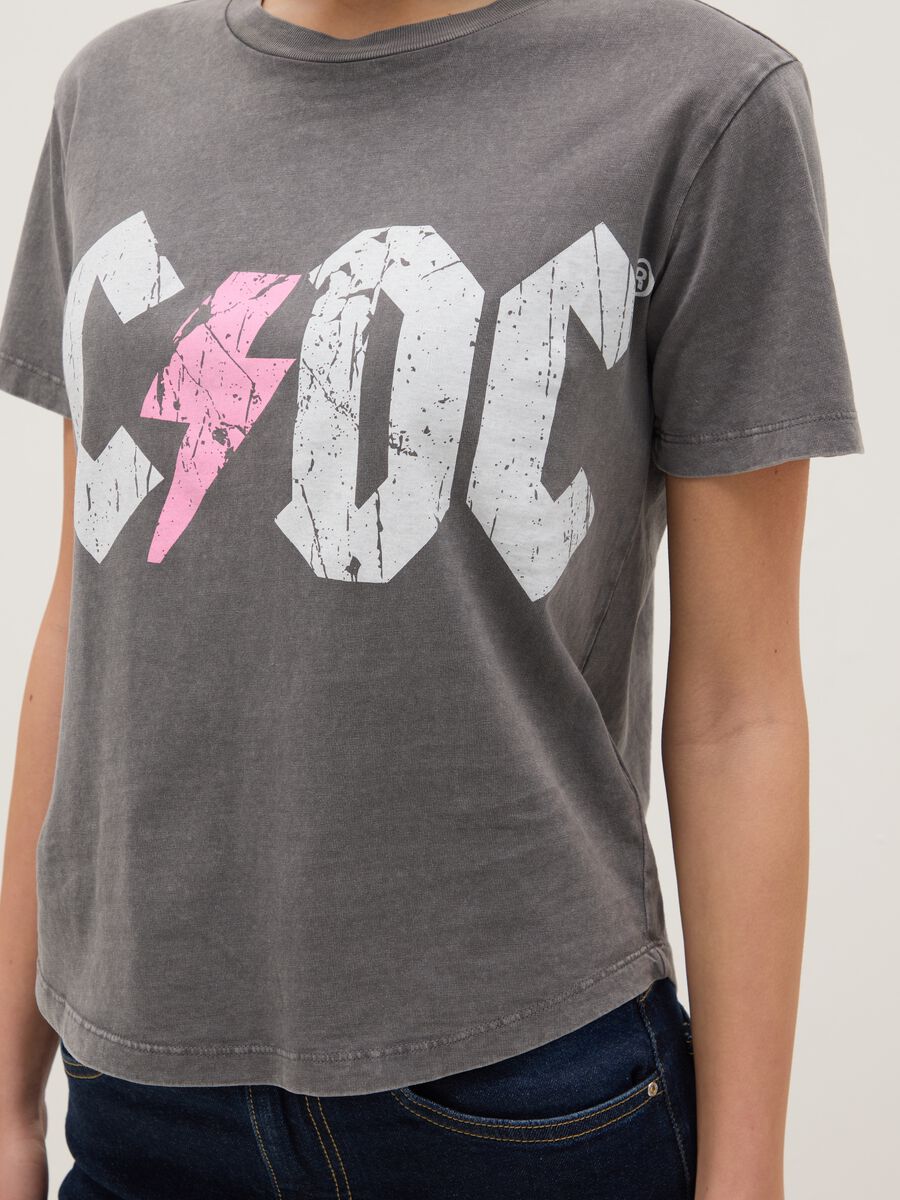 Grey pure cotton regular fit T-shirt with AC/DC print_3