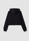 Black cotton-blend hooded zip hoodie for girls, regular fit_4