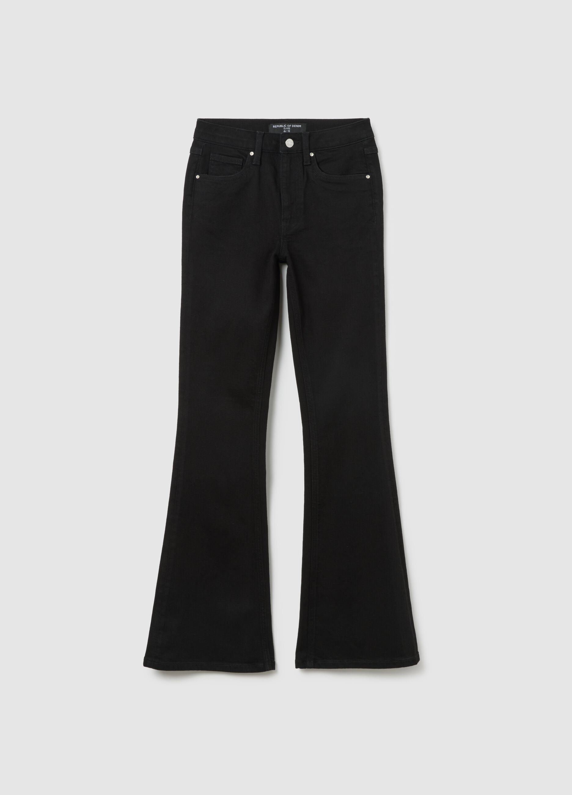Black wide leg jeans in stretch cotton