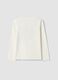 White organic cotton T-shirt with heart print for girls_1