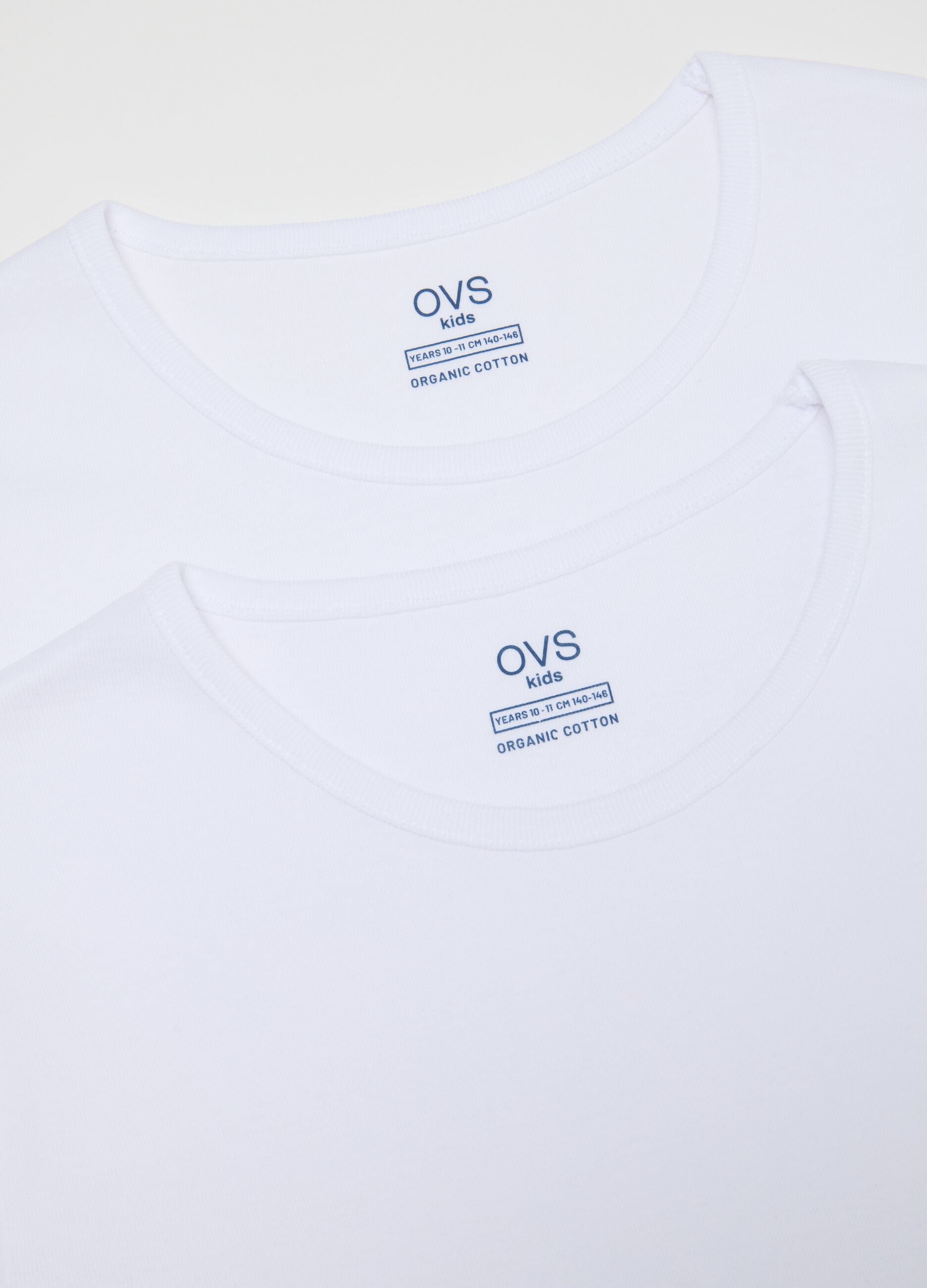 Twin pack of girls' white t-shirts in pure cotton regular fit