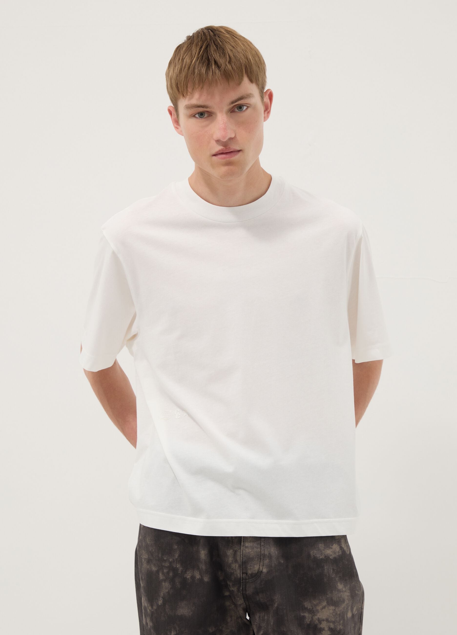 White short-sleeve T-shirt in pure cotton