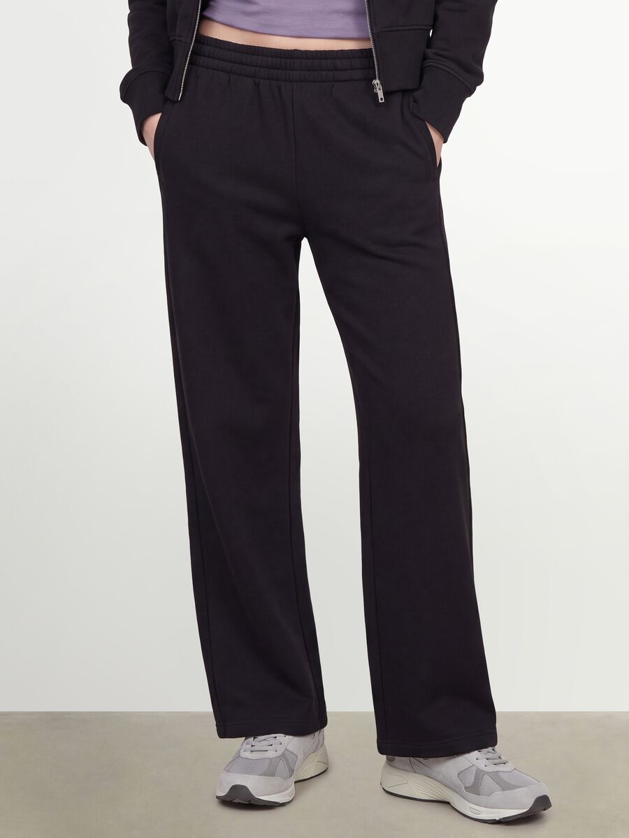 Black cotton-blend straight-fit joggers_1
