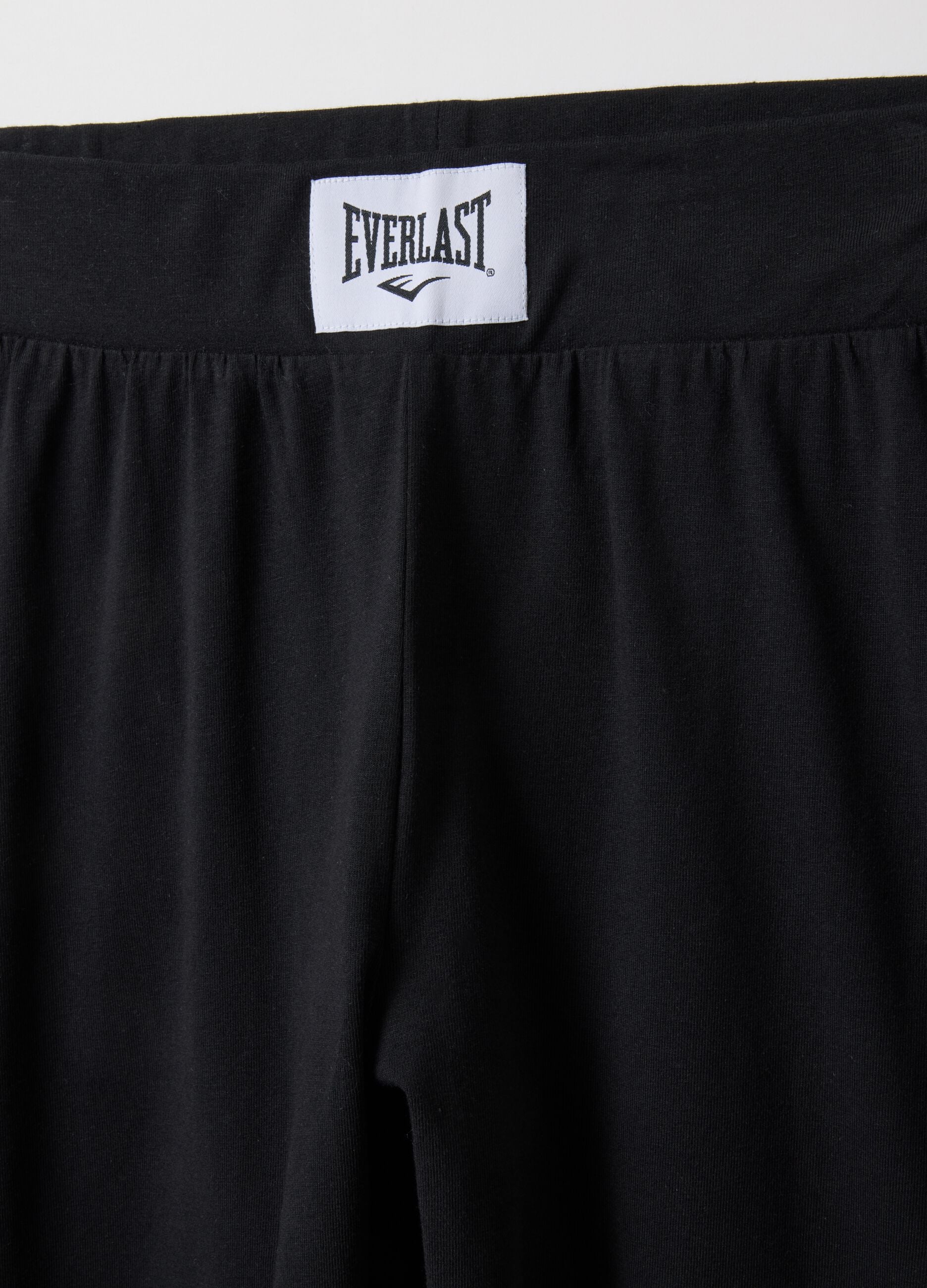 Black stretch cotton leggings with regular fit and Everlast logo