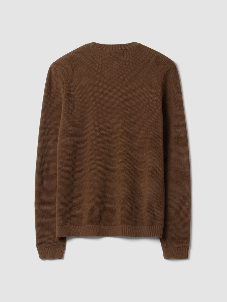 Brown pure cotton crew-neck jumper, regular fit_6