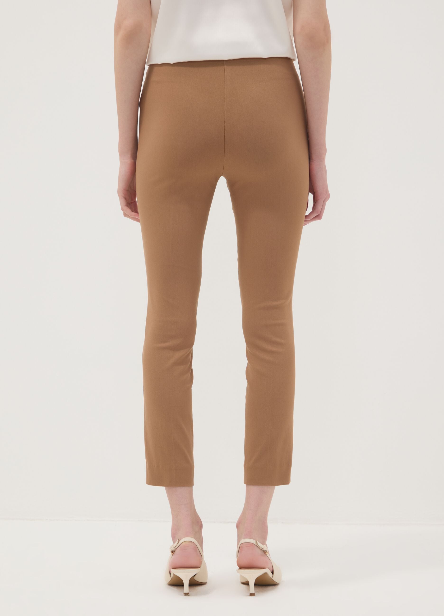 Brown stretch viscose slim-fit leggings