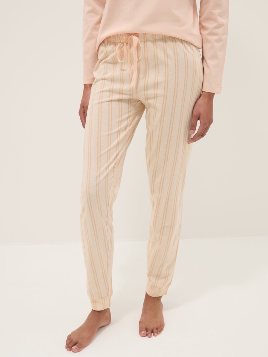 Pigiama in puro cotone rosa regular fit con scollo serafino_3