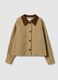 Regular fit beige pure cotton jacket with contrast collar_4