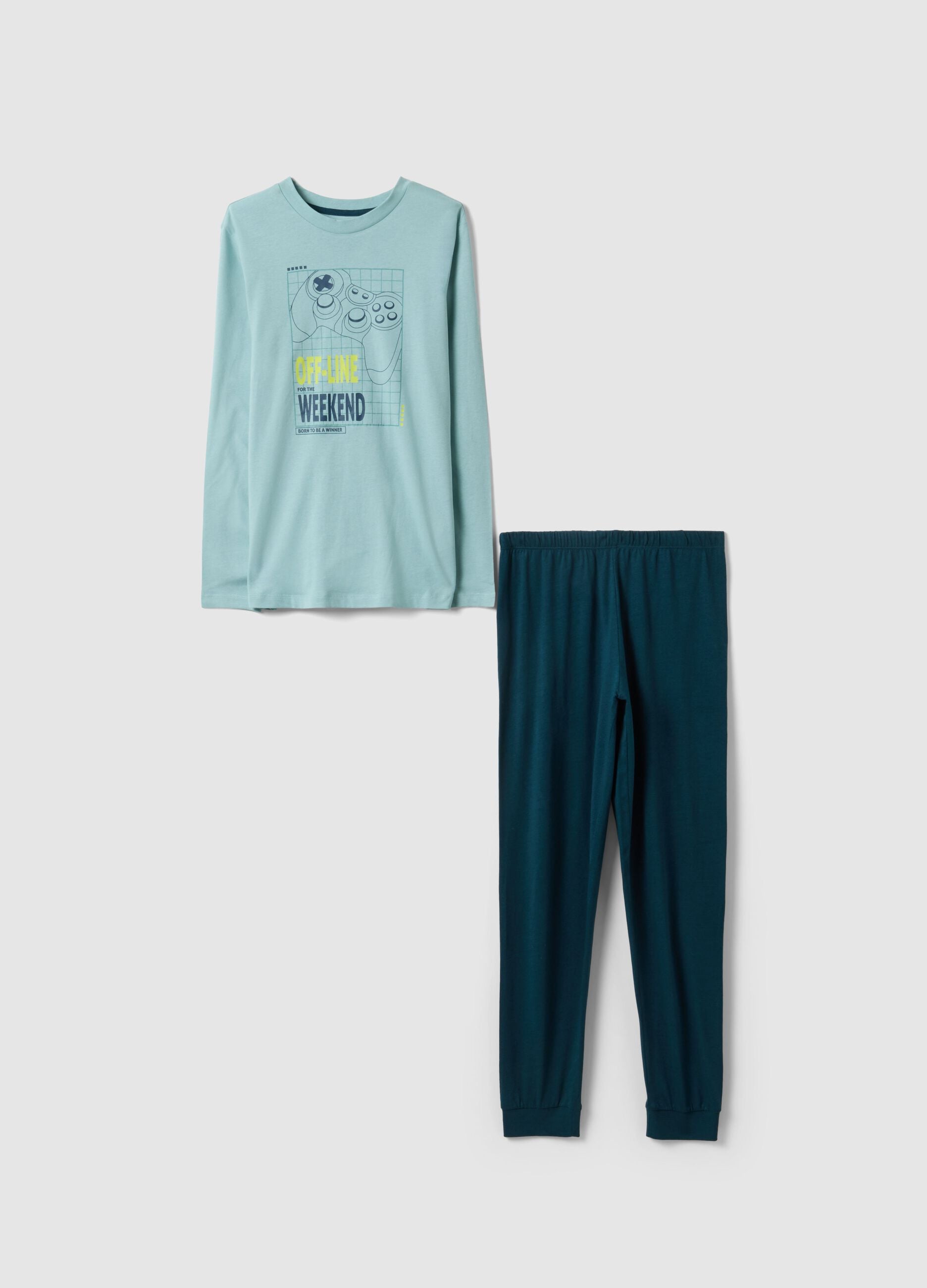 Boys' multicolour pure cotton pyjamas with videogames print