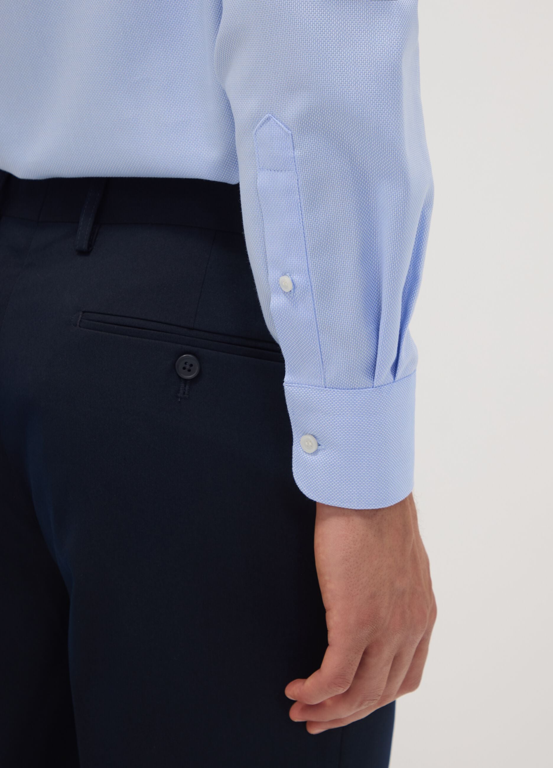Light blue pure cotton no-iron regular fit shirt