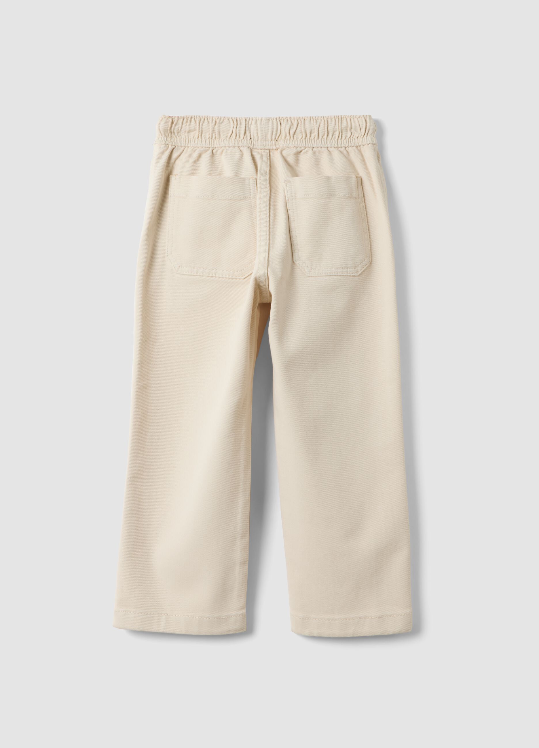 White regular-fit stretch cotton twill trousers