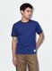 Blue fitted pure cotton T-shirt with contrast trims_0