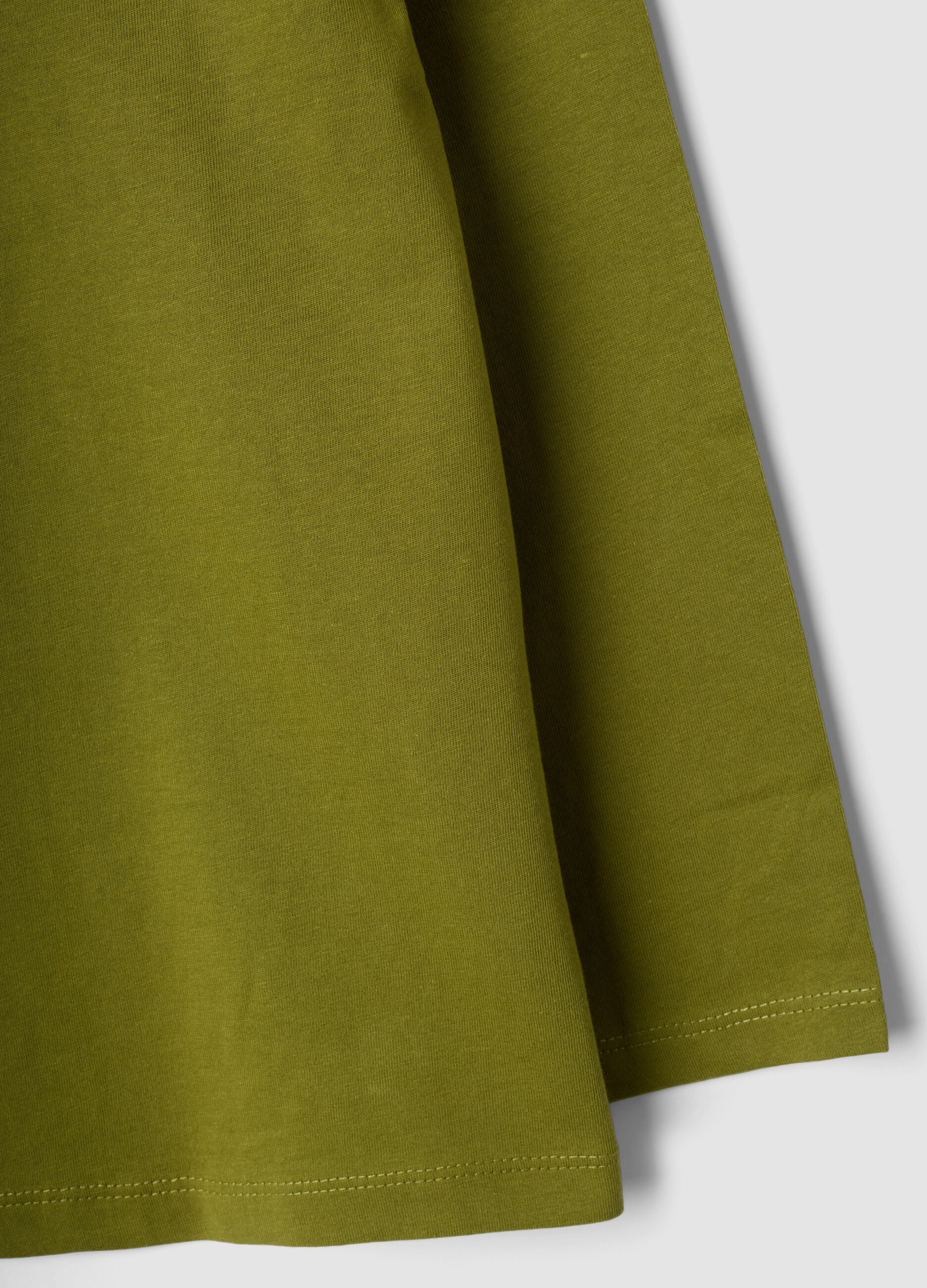 Green crew-neck T-shirt in pure organic cotton for boys, regular fit