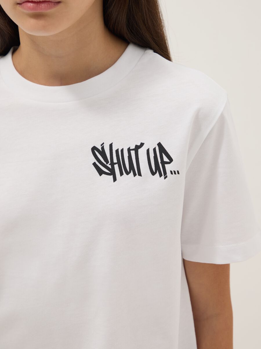 T-shirt bianca a maniche corte in puro cotone_2