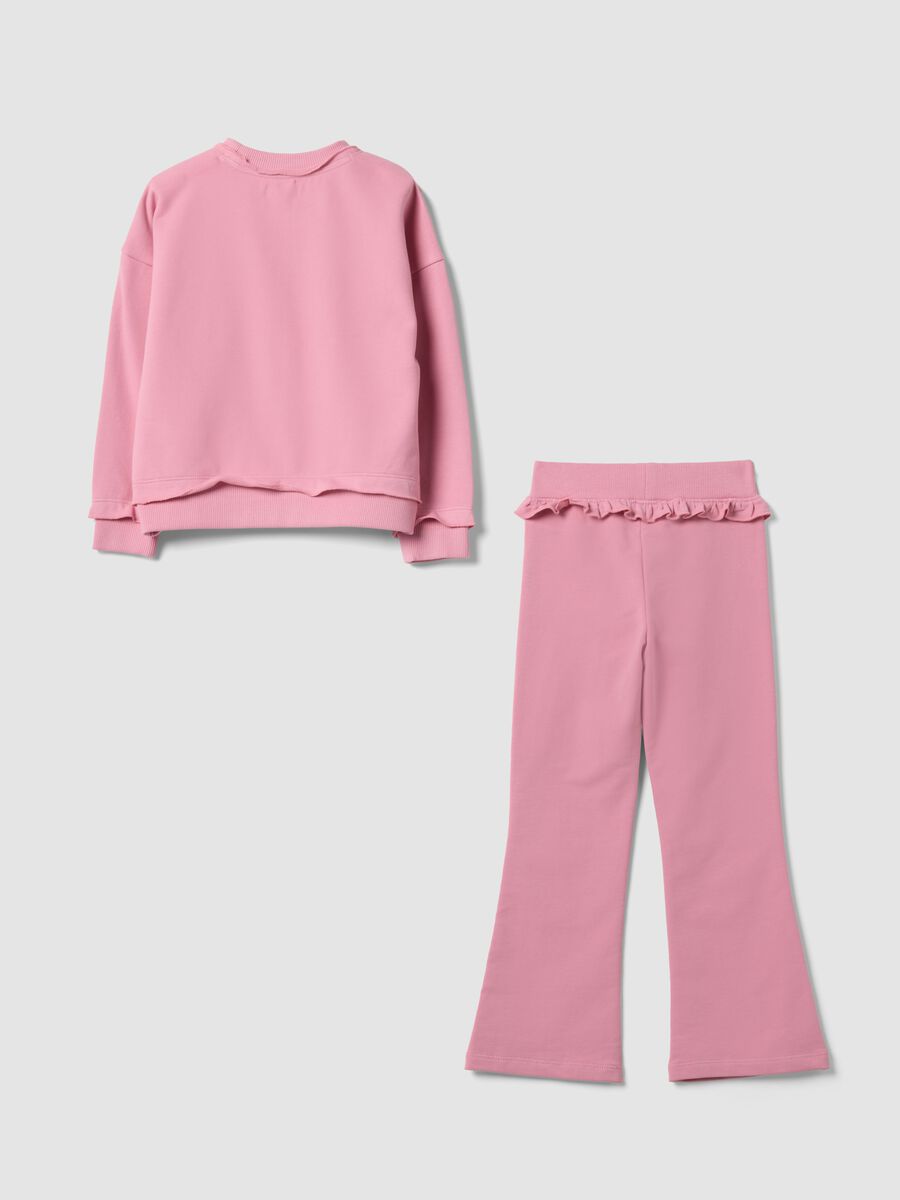 Pink cotton-blend Frozen printed jogging set for girls_1