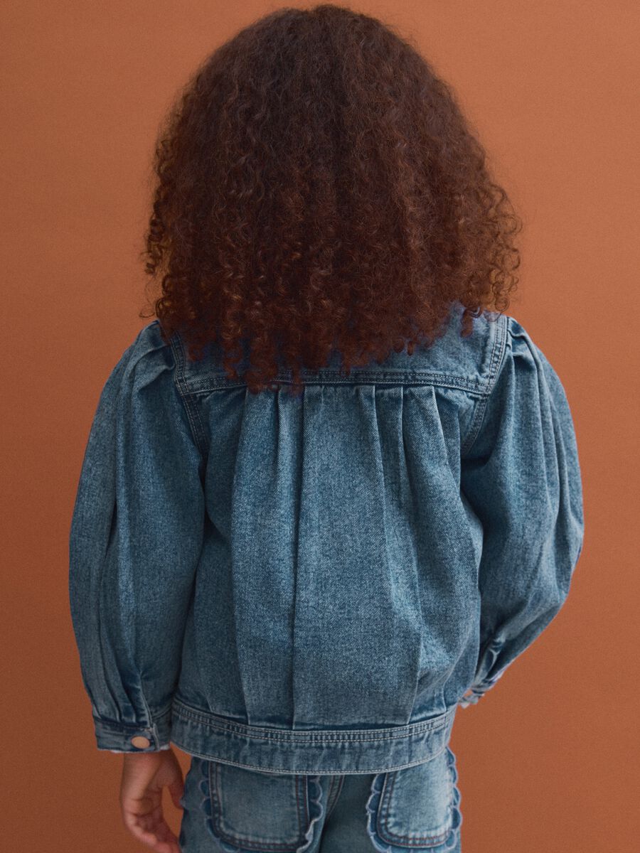Blue pure cotton jacket with buttons for girls_2