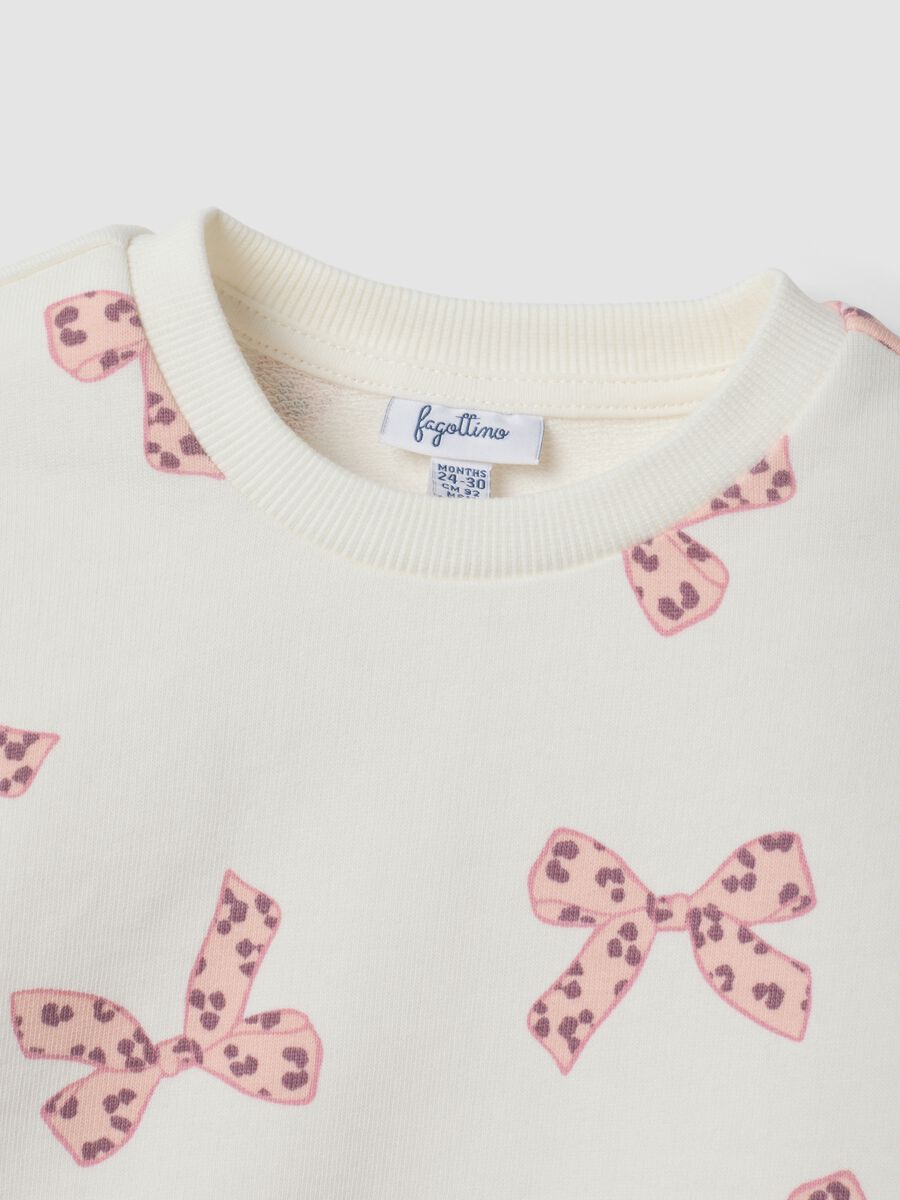 White and pink pure cotton sweatshirt and trousers set for baby girl_2