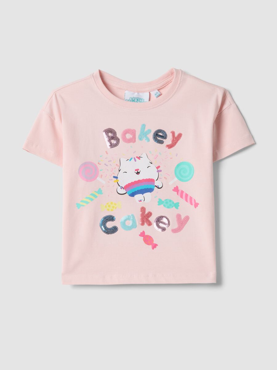 Girl's pink regular fit cotton stretch T-shirt with print_0
