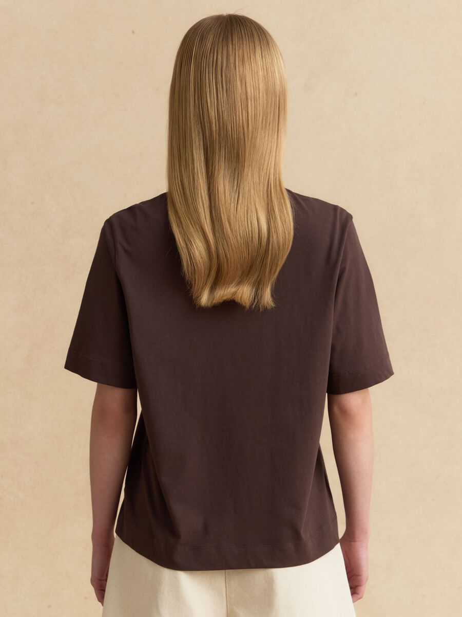 Brown pure cotton short-sleeve T-shirt_4