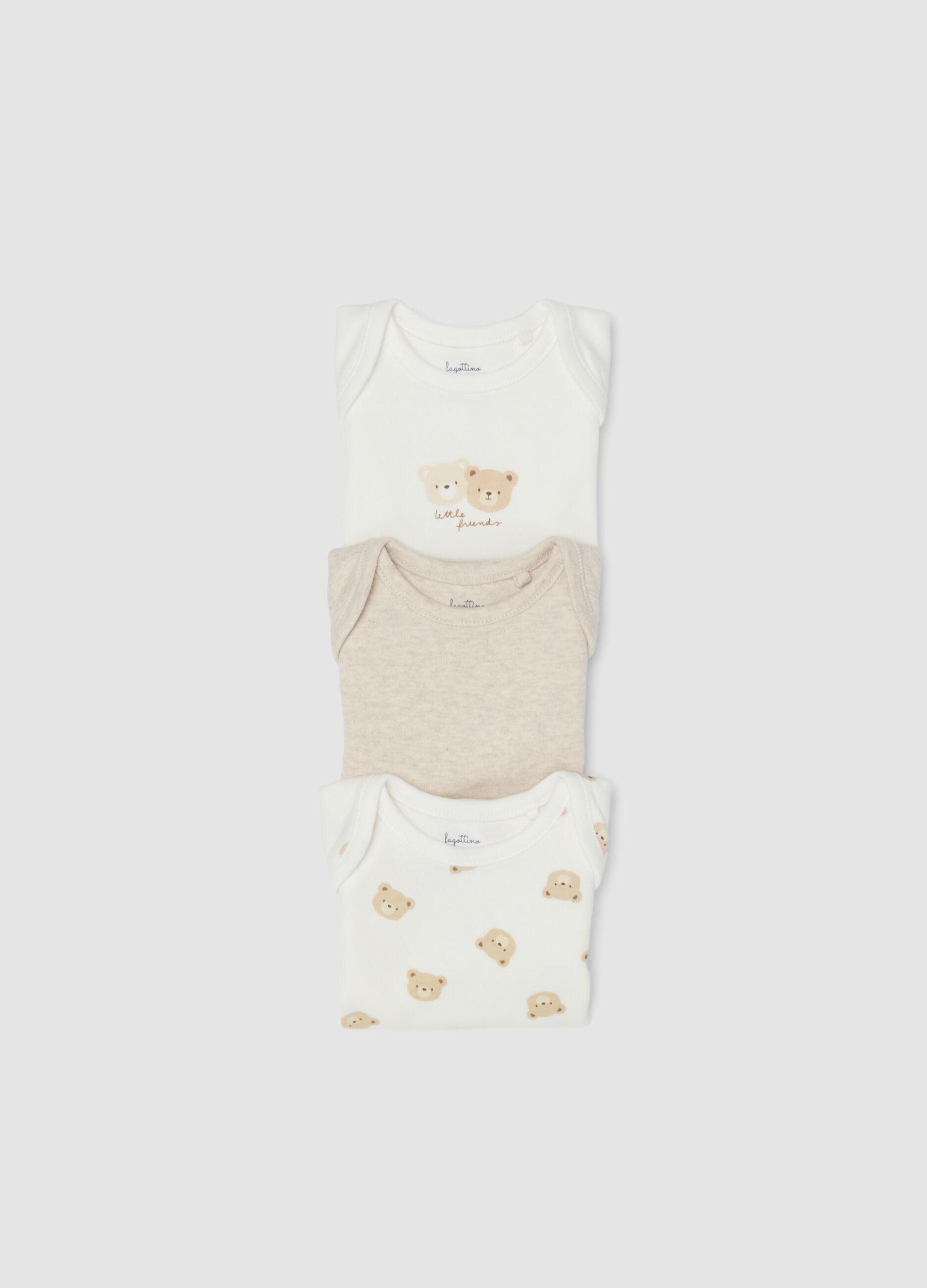 Multicolour 3-pack organic cotton short-sleeve bodysuits