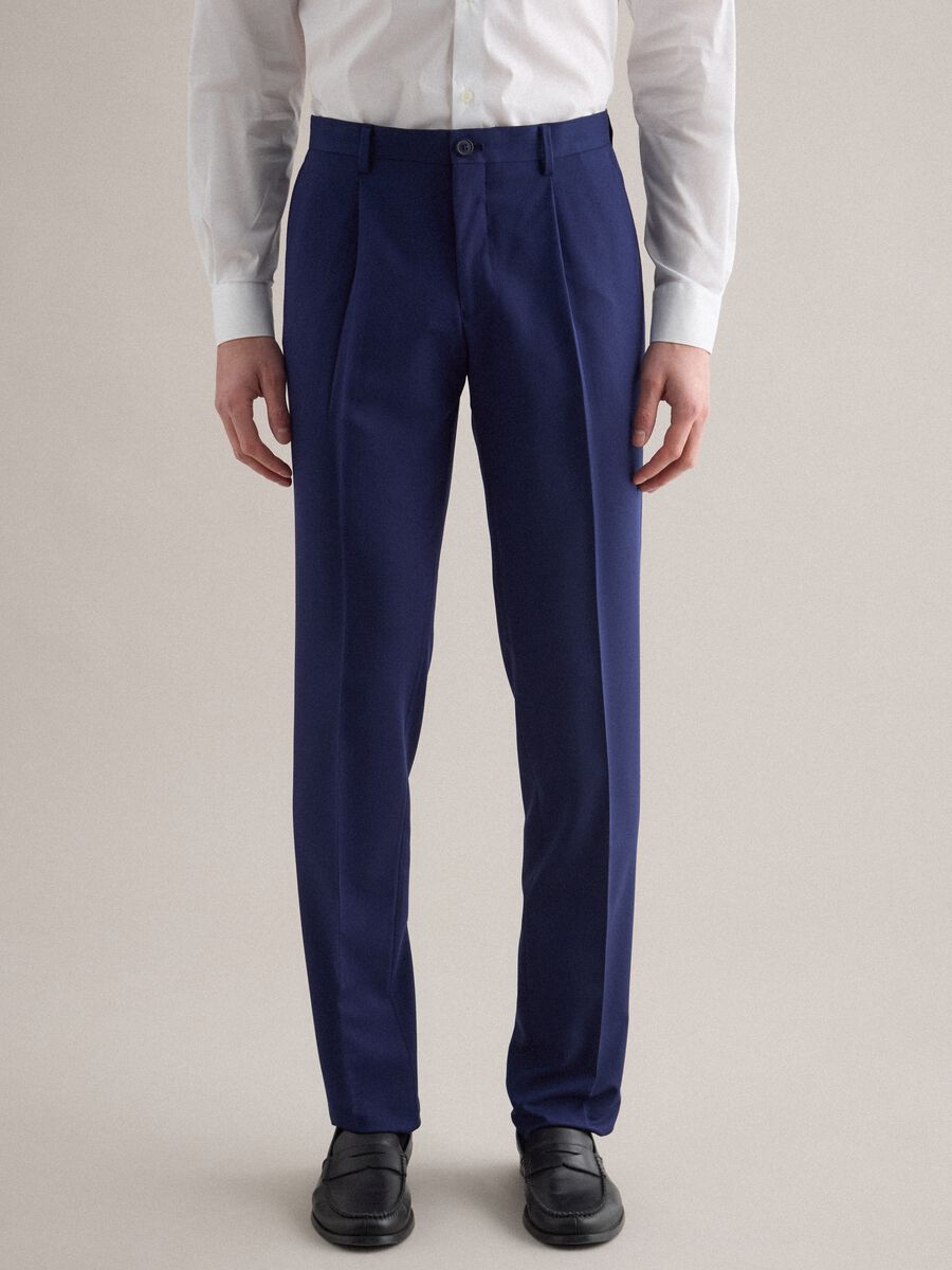 Pantaloni eleganti blu slim fit_1