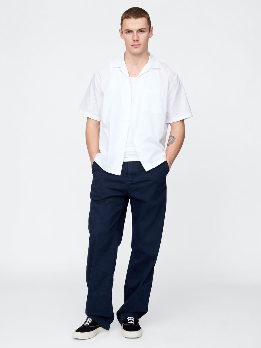 White Short-Sleeve Linen and Cotton Shirt by Gap_2