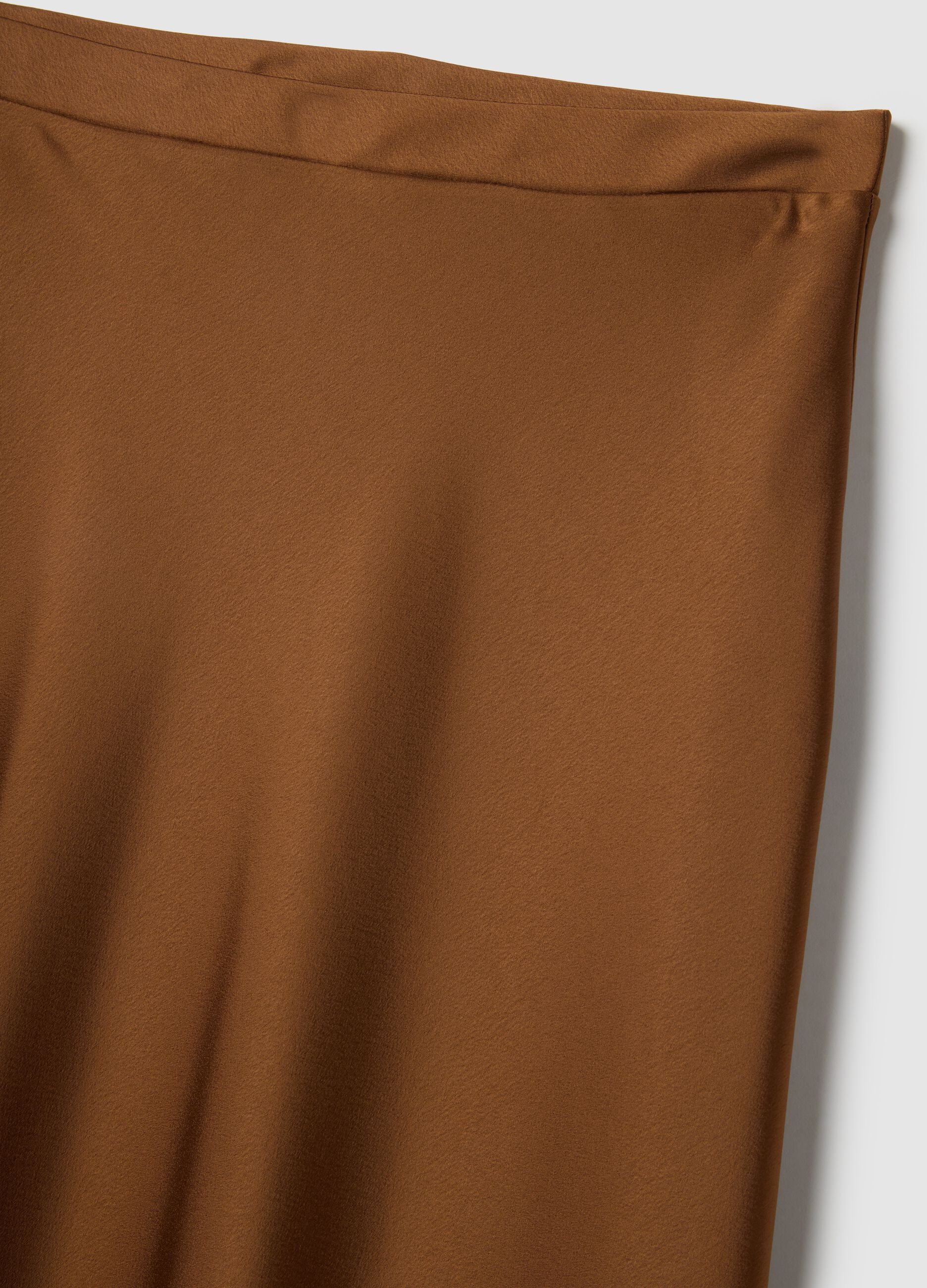 Brown Satin Long Skirt
