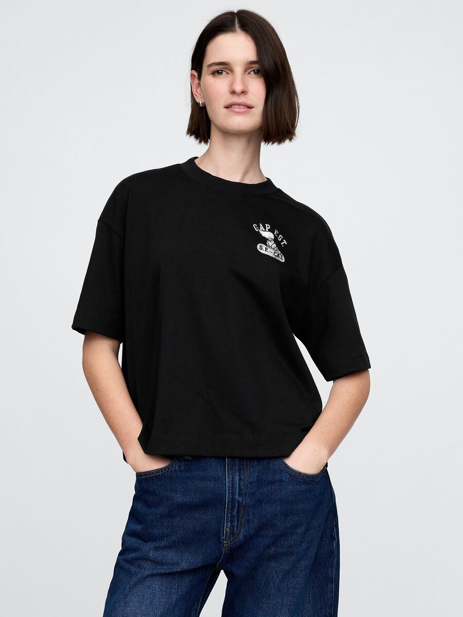 T-shirt a maniche corte in cotone con logo GAP_0