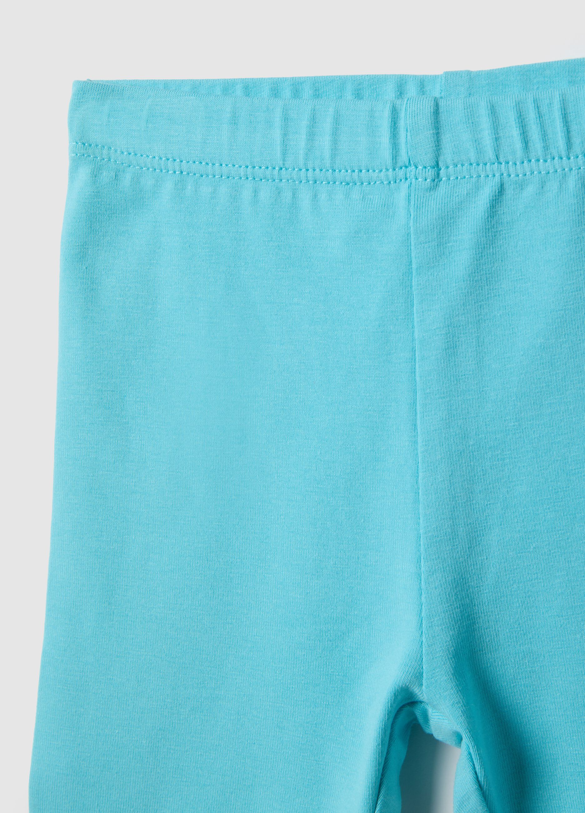 Light blue stretch cotton leggings for girls - skinny fit