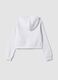 White hooded zip-up sweatshirt in cotton blend for girls, regular fit_4