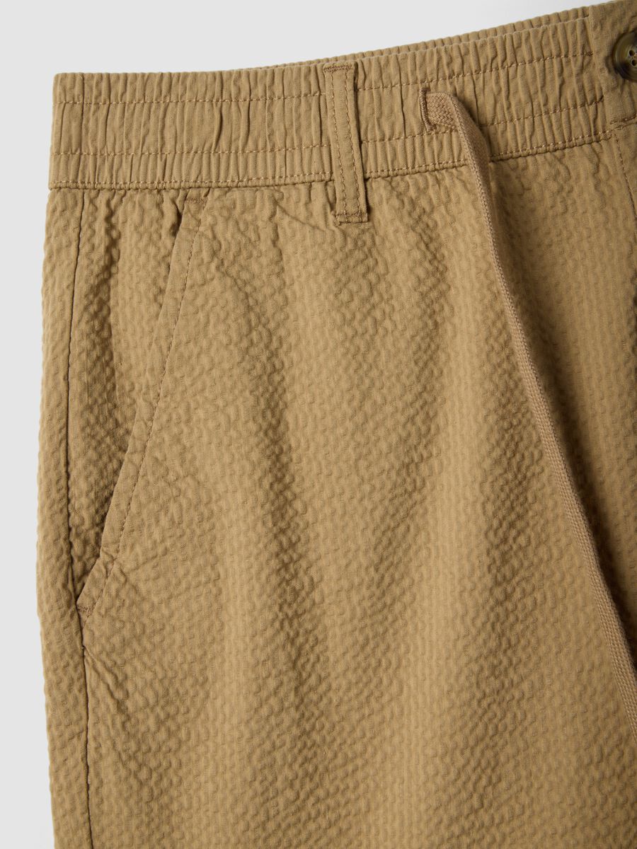 Beige stretch cotton chino shorts, regular fit_5