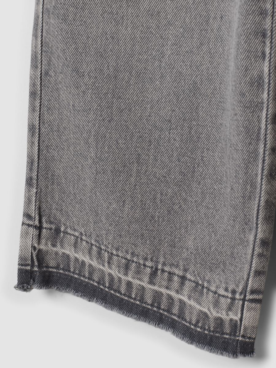 Girls' Grey Wide-Leg Pure Cotton Jeans with Elasticated Waist_3