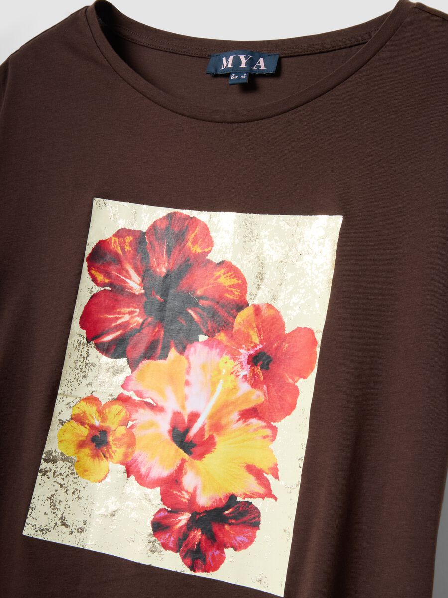 Brown pure cotton T-shirt with print, regular fit_5