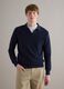 Regular fit blue pure cotton pullover with polo collar_2