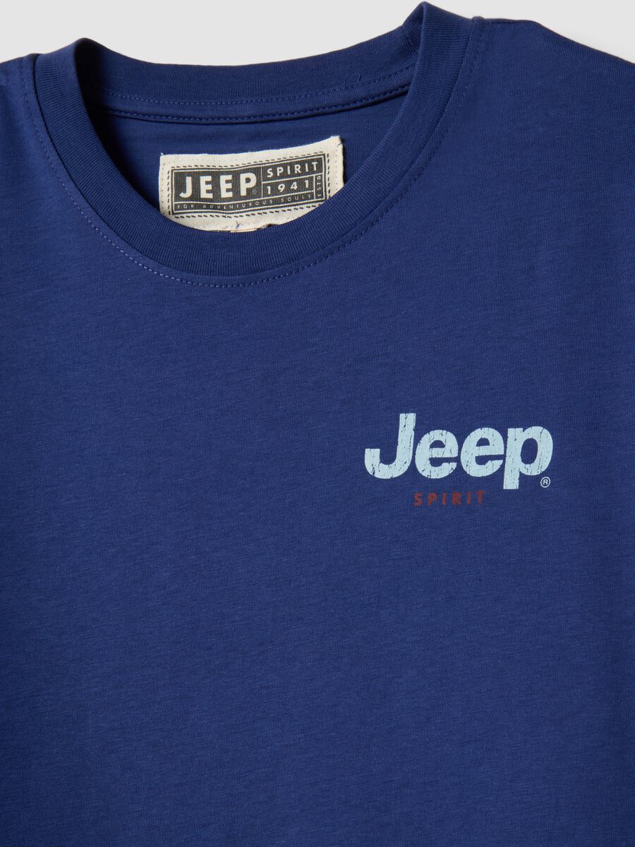 T-shirt in puro cotone blu regular fit con stampa Jeep_5