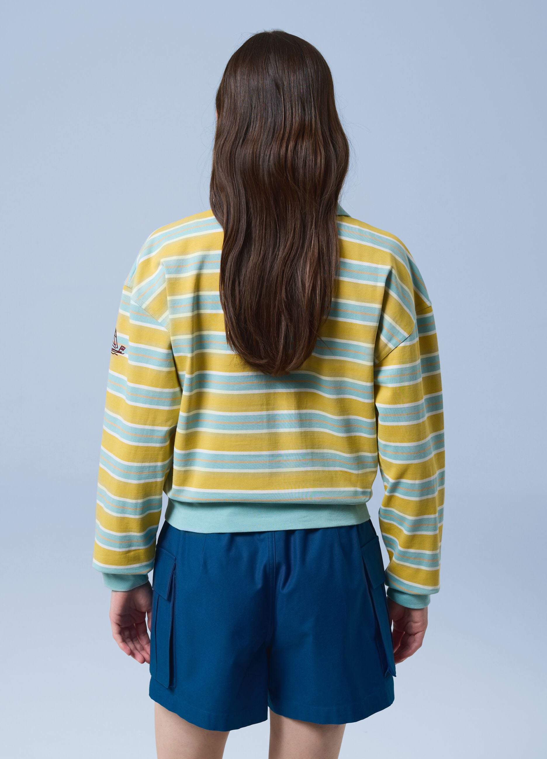 ALTAVIA SAILING long-sleeve striped polo shirt in pure cotton