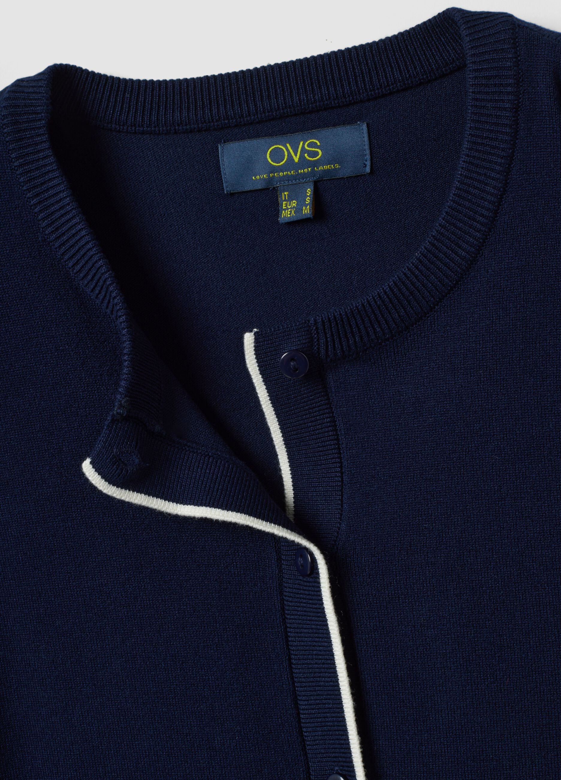 Blue viscose-blend cardigan in plain knit