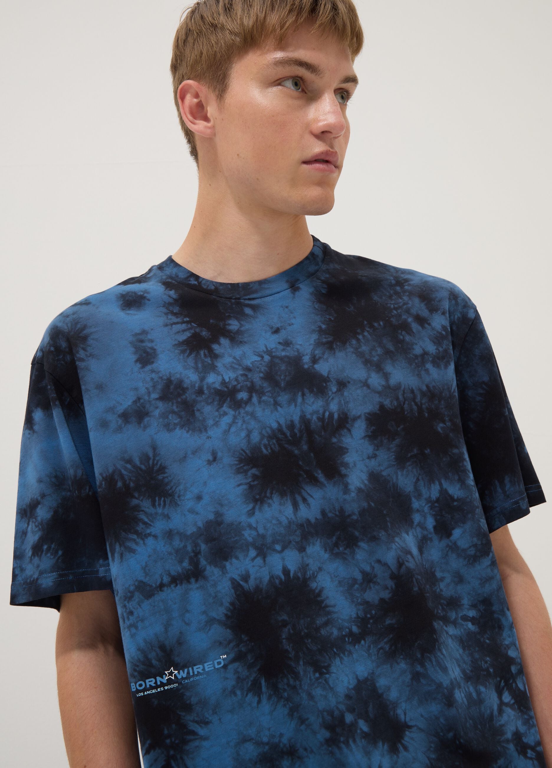 Blue short-sleeve pure cotton T-shirt